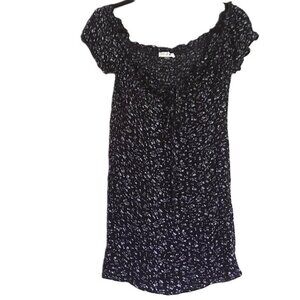 Blush J Mini Dress / Tunic On / Off Shoulder Sweetheart Tie Front Stretch EUC  L